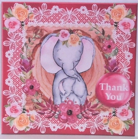 3 Cute floral elephant card fronts/toppers 1 by Hazel Underwood
