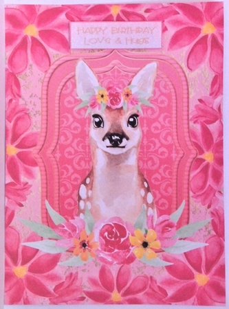 Large floral fawn topper by Hazel Underwood