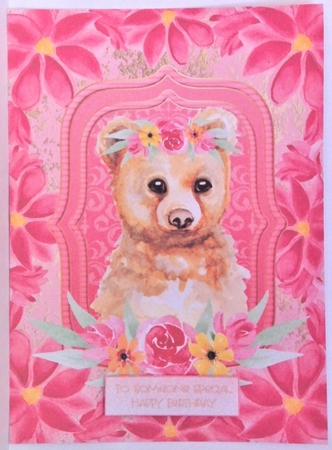 Large floral bear topper by Hazel Underwood