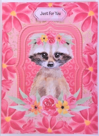 Large floral raccoon topper by Hazel Underwood