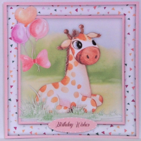 Gorgeous Giraffe with Balloons , Pink by Hazel Underwood