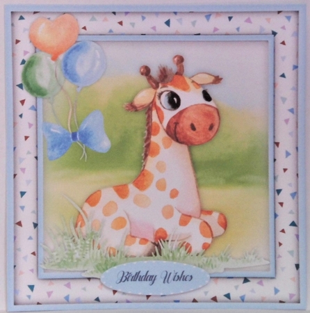 Gorgeous Giraffe with Balloons , Blue by Hazel Underwood