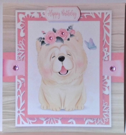 Gorgeous Golden Dog With Roses 8x8 by Hazel Underwood