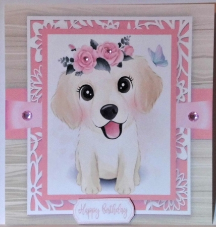 Gorgeous Labrador Dog With Roses 8x8 by Hazel Underwood
