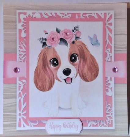 Gorgeous Spaniel Dog With Roses 8x8 by Hazel Underwood