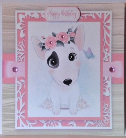 Gorgeous Patch Dog With Roses 8x8 by Hazel Underwood