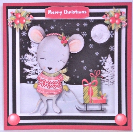 Adorable Christmas Mouse with Sleigh by Hazel Underwood