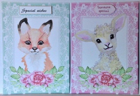 2 Floral animal card fronts 2 by Hazel Underwood