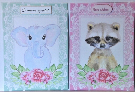 2 Floral animal card fronts 3 by Hazel Underwood