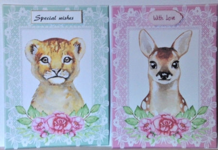 2 Floral animal card fronts 4 by Hazel Underwood