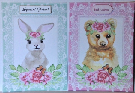 2 Floral animal card fronts 5 by Hazel Underwood