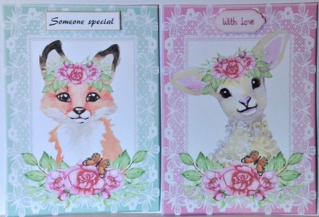 2 Floral animal card fronts 6 by Hazel Underwood