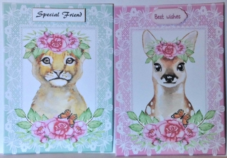 2 Floral animal card fronts 8 by Hazel Underwood