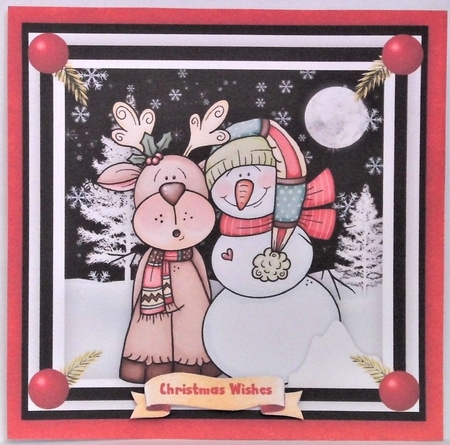 6, Christmas Animal Card Fronts,  by Hazel Underwood