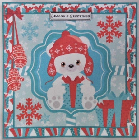 3 Blue and red polar bear card fronts/toppers 1 by Hazel Underwood