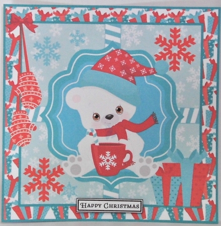 3 Blue and red polar bear card fronts/toppers 2 by Hazel Underwood