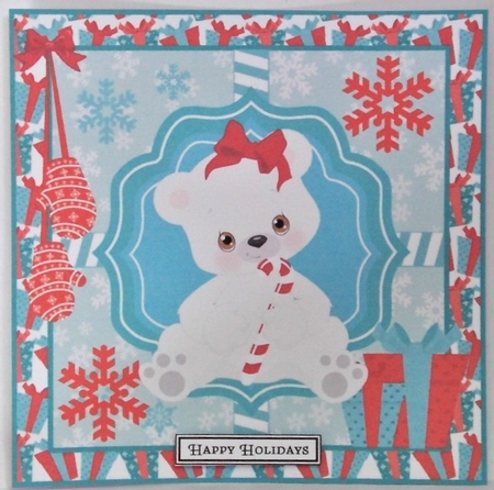 3 Blue and red polar bear card fronts/toppers 3 by Hazel Underwood