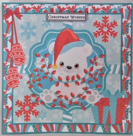 3 Blue and red polar bear card fronts/toppers 4 by Hazel Underwood