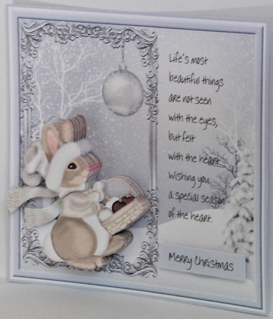 Christmas rabbit 7x7 card by Hazel Underwood