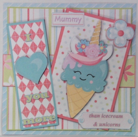 I Love You More Than Icecream and Unicorns 7.5 Inch Card Front & Insert by Hazel Underwood