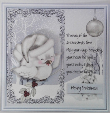 Winter bird 7x7 card by Hazel Underwood