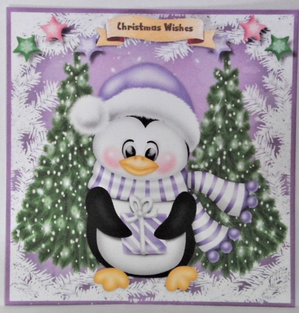 Penguin in a Lilac Scarf by Hazel Underwood