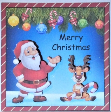 Santa Claus and deer red and gold stripe by Hazel Underwood