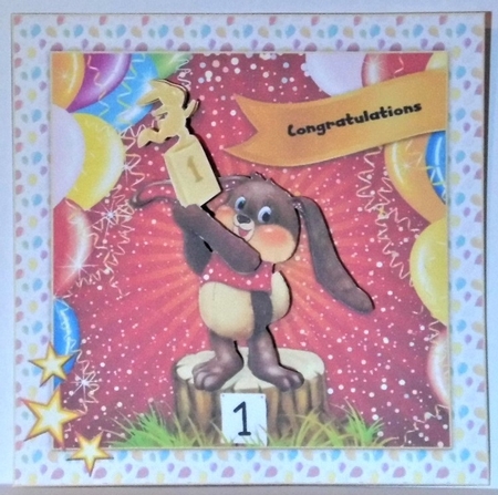Congratulations Birthday Card, decoupage, quick card by Hazel Underwood