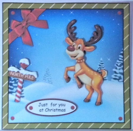 Christmas happy reindeer (green) by Hazel Underwood