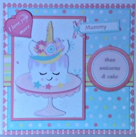 I Love You More Than Unicorns and Cake Card Front and Insert - Pink by Hazel Underwood