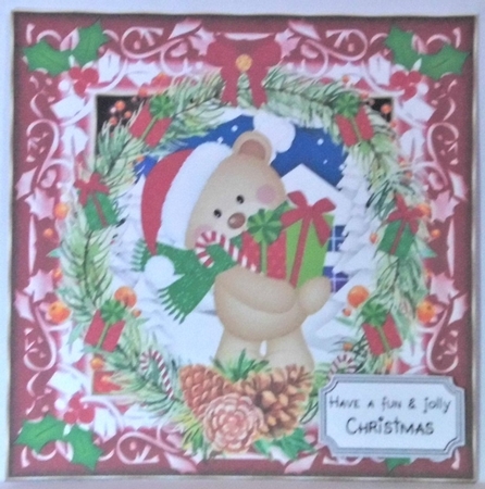 3 Christmas present bear card fronts/topppers by Hazel Underwood
