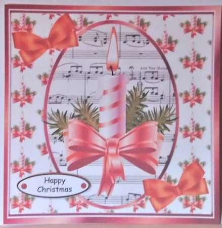  6 Christmas toppers of candle & bows  8x8 bumper kit cardfronts by Hazel Underwood