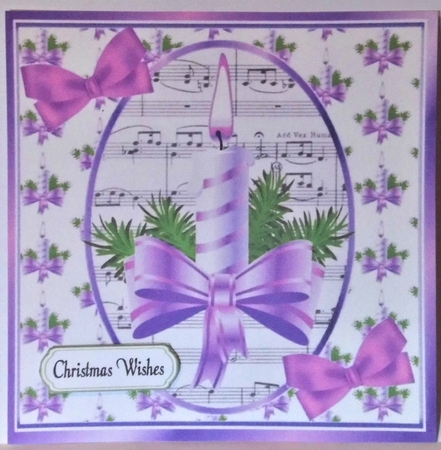  6 Christmas toppers of candle & bows  8x8 bumper kit cardfronts by Hazel Underwood