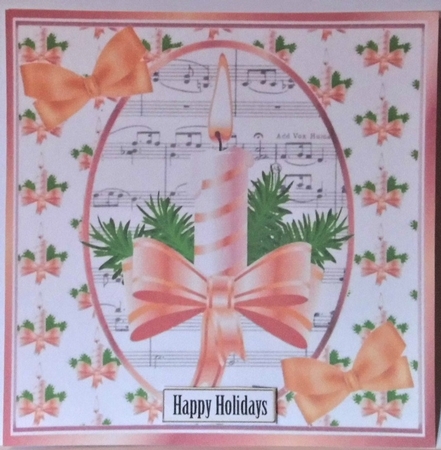  6 Christmas toppers of candle & bows  8x8 bumper kit cardfronts by Hazel Underwood