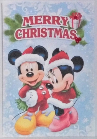 Blue snowflake frame with mickey and minnie A5 by Hazel Underwood