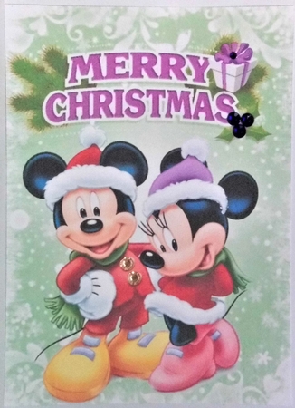 Purple snowflake frame with mickey and minnie A4 by Hazel Underwood