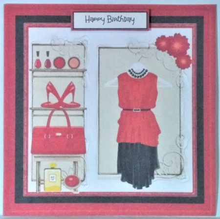 The red dress 6x6 card by Hazel Underwood