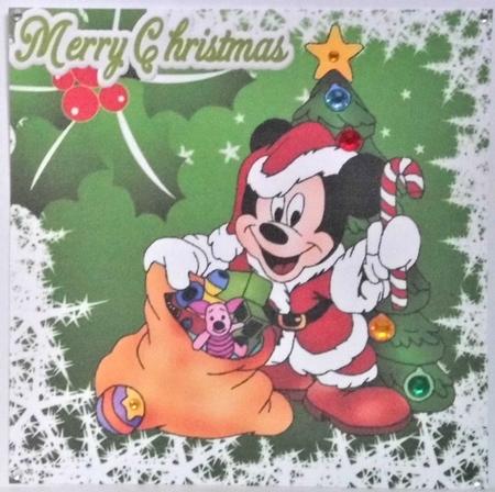 Christmas with micky mouse dressed as santa 8x8 by Hazel Underwood