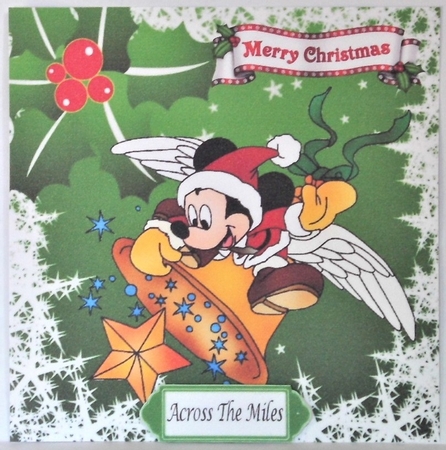 Cute mouse sitting on a bell in santa hat 8x8 by Hazel Underwood