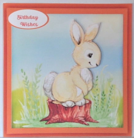 Gorgeous Rabbit on a Stump by Hazel Underwood