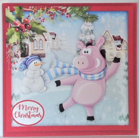 Piggys Christmas Skating by Hazel Underwood