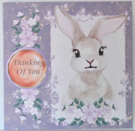 3 Lilac bunny card fronts/toppers by Hazel Underwood