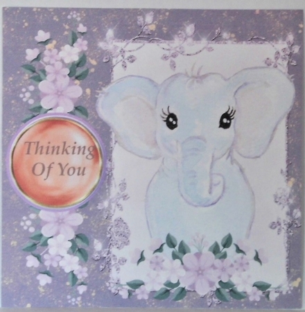 3 Lilac elephant card fronts/toppers by Hazel Underwood