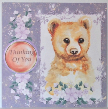 3 Lilac bear card fronts/toppers by Hazel Underwood