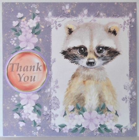 3 Lilac raccoon card fronts/toppers  by Hazel Underwood