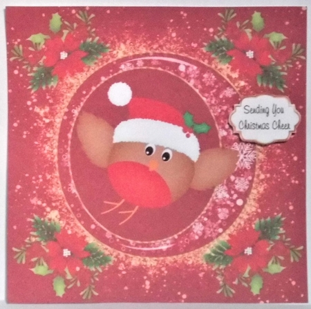 3 Red and gold Christmas robin card fronts/toppers by Hazel Underwood