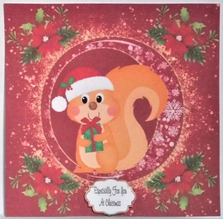 3 Red and gold Christmas squirrel card fronts/toppers by Hazel Underwood