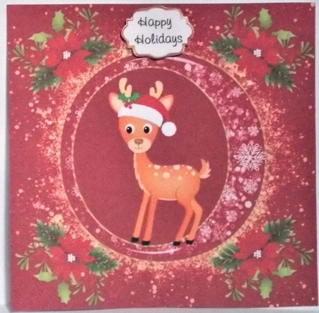 3 Red and gold Christmas deer card fronts/toppers by Hazel Underwood