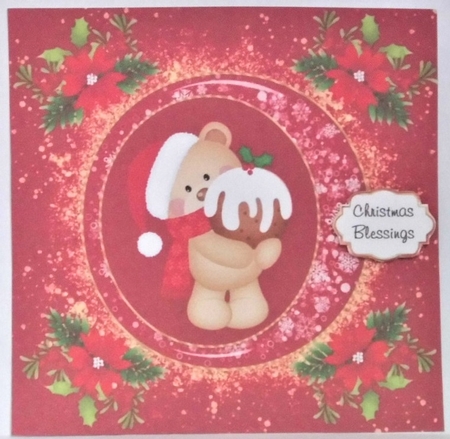 3 Red little Christmas ted card fronts/toppers 1 by Hazel Underwood