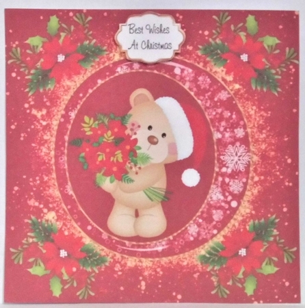 3 Red little Christmas ted card fronts/toppers 3 by Hazel Underwood